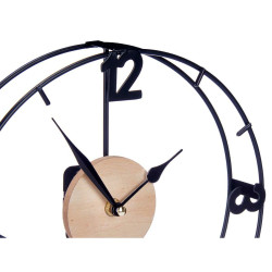 Table clock Black Metal MDF Wood 26 x 29 x 7 cm (6 Units)