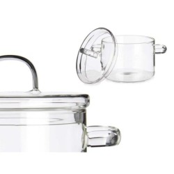 Casserole with Lid Transparent Borosilicate Glass (13,5 x 13,8 x 19 cm)