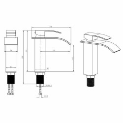 Mixer Tap Oceanic Mechanics Cascade Matte back Brass Zinc Alloy 18,3 cm