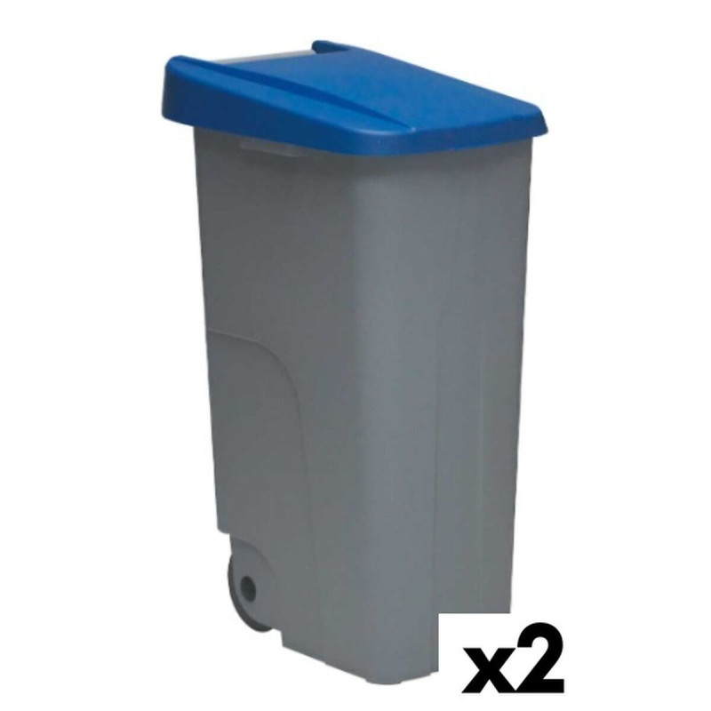 Dustbin with Wheels Denox 85 L Blue 58 x 41 x 76 cm