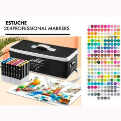 Set of Felt Tip Pens Alex Bog Luxury Canvas Gama Artist 204 Pieces Case Multicolour