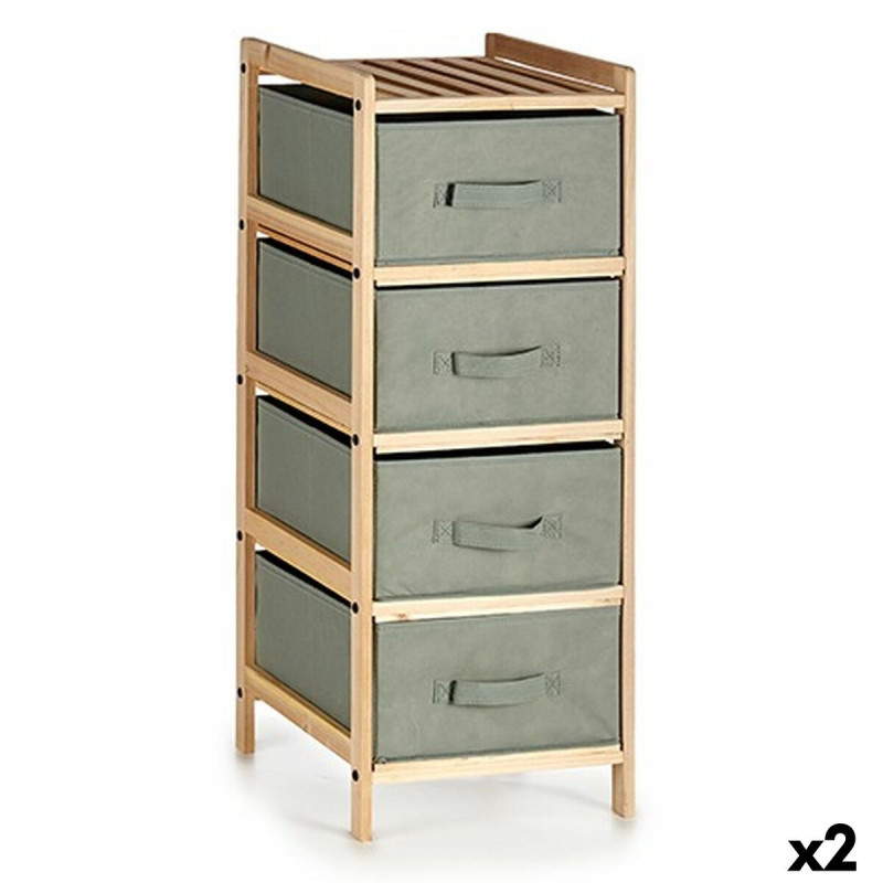 Chest of drawers Grey Wood Textile 34 x 84,5 x 36 cm (2 Units)