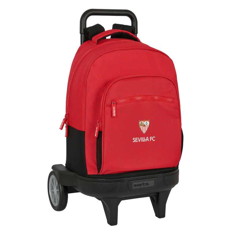 School Rucksack with Wheels Sevilla Fútbol Club Black Red 33 X 45 X 22 cm