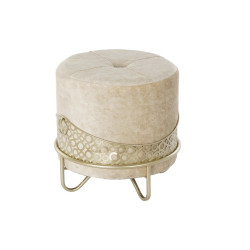 Footrest DKD Home Decor Beige Golden Metal 43 x 43 x 43 cm