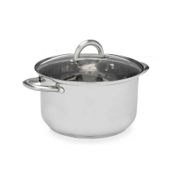 Casserole with glass lid Silver Stainless steel 34 x 14,5 x 25,5 cm (6 Units)