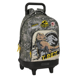 School Rucksack with Wheels Jurassic World Warning Grey 33 X 45 X 22 cm