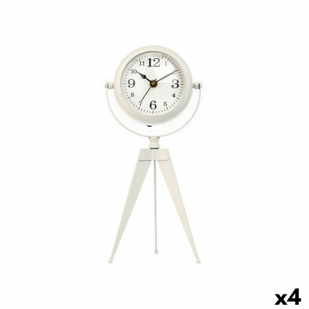 Table clock Tripod White Metal 12 x 30 x 12 cm (4 Units)