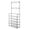 Shoe Rack 80 x 29 x 175 cm 5 Shelves Coat rack Black Metal (6 Units)