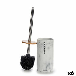 Toilet Brush Metal Resin Bamboo Marble 9,6 x 37,5 x 9,6 cm (6 Units)