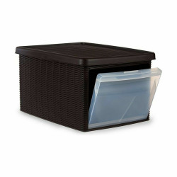 Storage Box with Lid Stefanplast Elegance Side Brown Plastic 29 x 21 x 39 cm (5 Units)