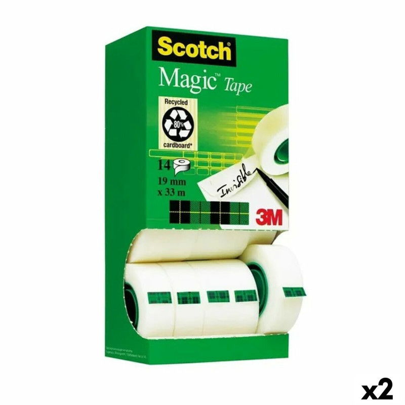 Adhesive Tape Set Scotch Invisible Magic 14 Pieces 19 mm x 33 m (2 Units)