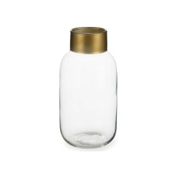 Vase Transparent Golden Glass 11,5 x 24 x 11,5 cm (6 Units)