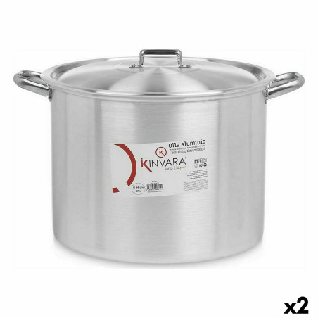 Casserole with Lid Ø 34 cm Silver Aluminium (2 Units)