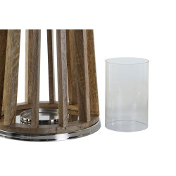 Candleholder DKD Home Decor Brown Silver Natural Crystal Mango wood 26 x 26 x 31 cm