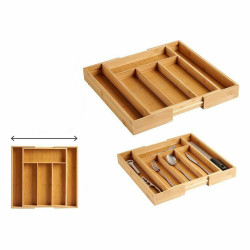 Cutlery Organiser Adaptable compartment Extendable Bamboo (6 Units)