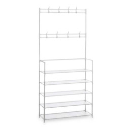 Shoe Rack Coat rack 5 Shelves 80 x 29 x 175 cm White Metal (6 Units)