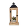 Lantern Natural Black Metal Wood (18 x 43 x 18 cm) (6 Units)