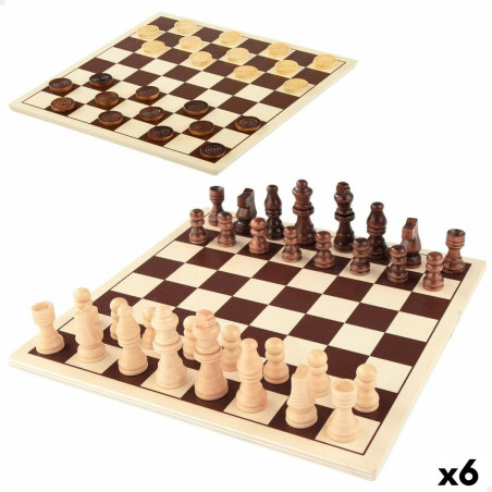 Chess and Checkers Board Colorbaby Wood Metal (6 Units)