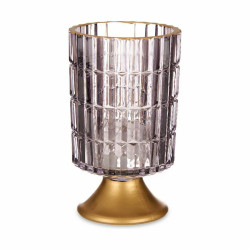 LED Lantern Grey Golden Glass 10,7 x 18 x 10,7 cm (6 Units)