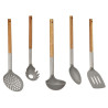 Set of Kitchen Utensils Grey Stainless steel Acacia (6 Units)