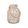 Candleholder Tin Transparent Natural Glass Rope 20 x 30 cm (4 Units)