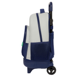 School Rucksack with Wheels Benetton Varsity Grey Navy Blue 33 X 45 X 22 cm