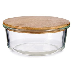 Round Lunch Box with Lid Bamboo 17 x 7 x 17 cm (12 Units)