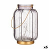 LED Lantern Stripes Grey Golden Glass 13,5 x 22 x 13,5 cm (6 Units)