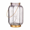 LED Lantern Stripes Grey Golden Glass 13,5 x 22 x 13,5 cm (6 Units)