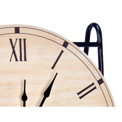 Table clock Black Metal MDF Wood 19 x 21 x 9 cm (6 Units)