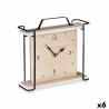 Table clock Black Metal MDF Wood 23 x 21 x 7 cm (6 Units)