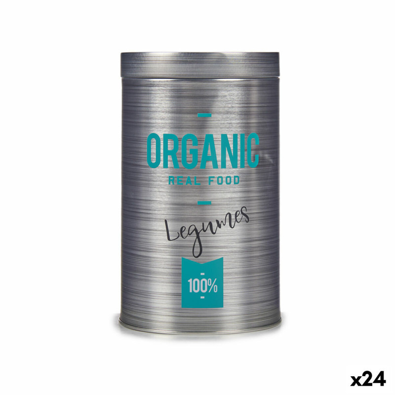 Tin Organic Legumes Grey Tin 10,4 x 18,2 x 10,4 cm (24 Units)