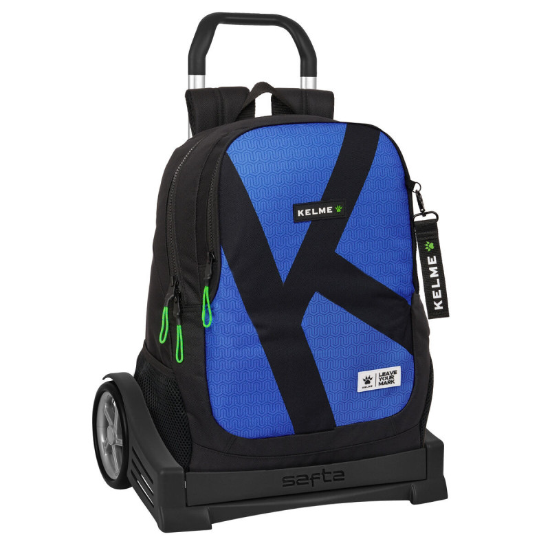 School Rucksack with Wheels Kelme Royal Blue Black 32 x 44 x 16 cm