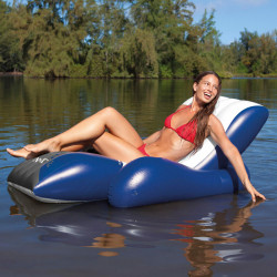 Inflatable Pool Chair Intex Floating Recliner Blue White 180,3 x 66 x 134,6 cm (3 Units)