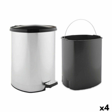 Pedal bin Silver Plastic 20 L (4 Units)