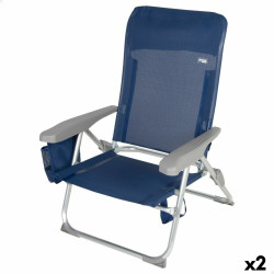 Beach Chair Aktive Slim Foldable Navy Blue 47 x 87 x 58 cm (2 Units)