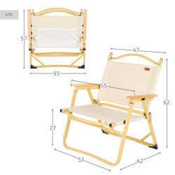 Foldable Camping Chair Aktive Sabana 47 x 62 x 42 cm (2 Units)