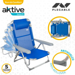 Beach Chair Aktive Foldable Blue 48 x 90 x 60 cm (2 Units)