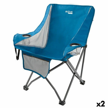 Foldable Camping Chair Aktive Blue 48 x 86 x 50 cm (2 Units)