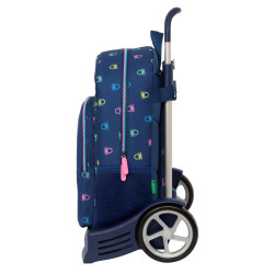 School Rucksack with Wheels Benetton Cool Navy Blue 30 x 46 x 14 cm