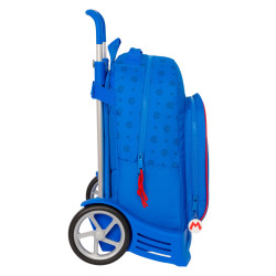 School Rucksack with Wheels Super Mario Play Blue Red 32 x 42 x 15 cm