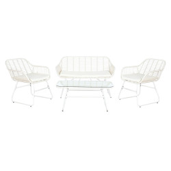 Sofa and table set DKD Home Decor Metal synthetic rattan 124 x 74 x 84 cm