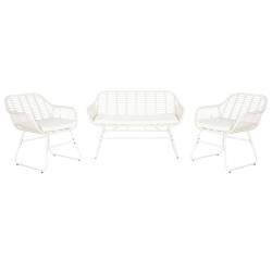 Sofa and table set DKD Home Decor Metal synthetic rattan 124 x 74 x 84 cm