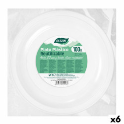 Set of reusable plates Algon Circular White Plastic 22 x 22 x 1,5 cm (6 Units)