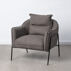 Armchair 76,5 x 70 x 74 cm Synthetic Fabric Metal Dark grey