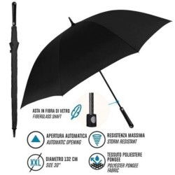 Umbrella Perletti Golf XXL Black Polyester Ø 132 cm