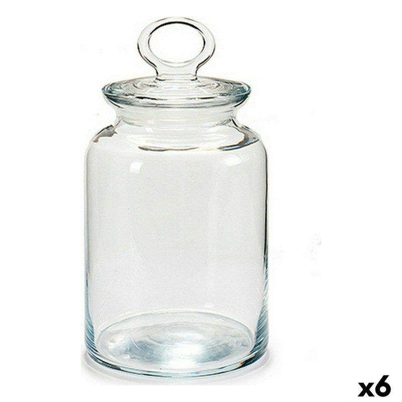 Jar Kitchen 12 x 21,5 x 12 cm Transparent Silicone Glass 1,5 L (6 Units)