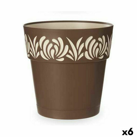 Self-watering flowerpot Stefanplast Gaia Brown Plastic 29 x 29 x 29 cm (6 Units)