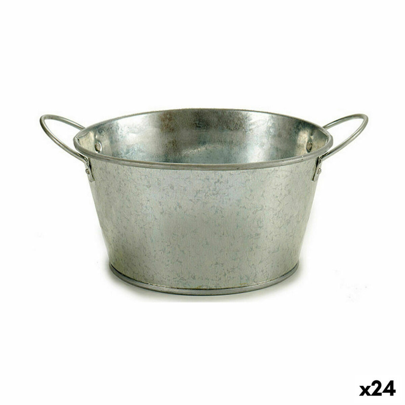 Planter Bucket Silver Zinc 27,5 x 10,5 x 20 cm (24 Units)