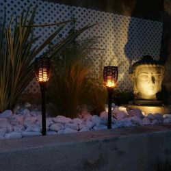 Set of solar garden torch lights Lumi Garden Maity Sun Mini Black Plastic 70 cm (2 Units)